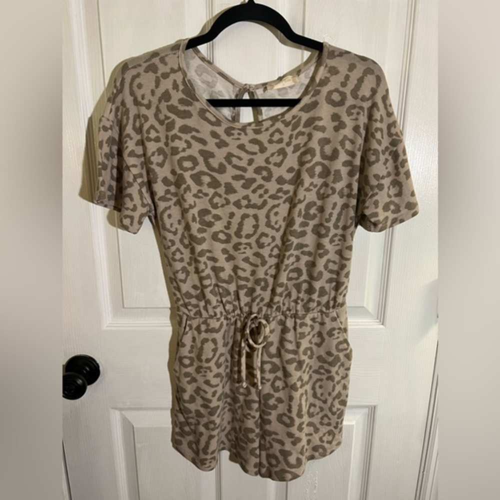 Altar'd State Leopard cotton romper‎ sz S